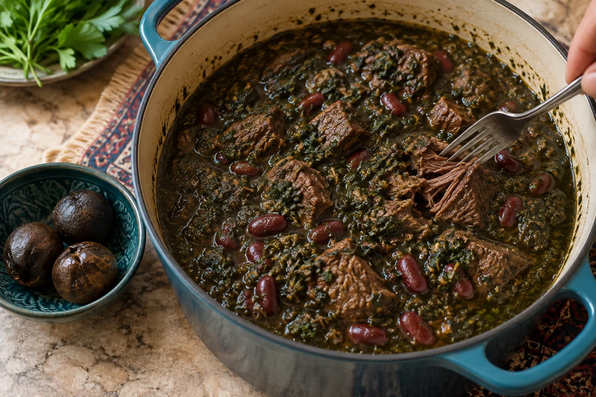 Ghormeh sabzi, étape 5 : Terminer · 30 min ou plus